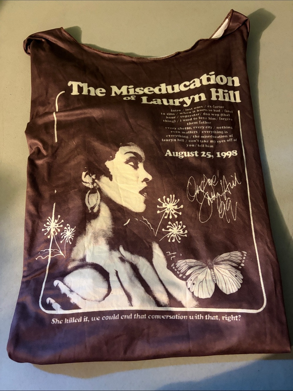 Off the shoulder Brown Graphic Tote Bag - The Miseducation of Lauryn Hill